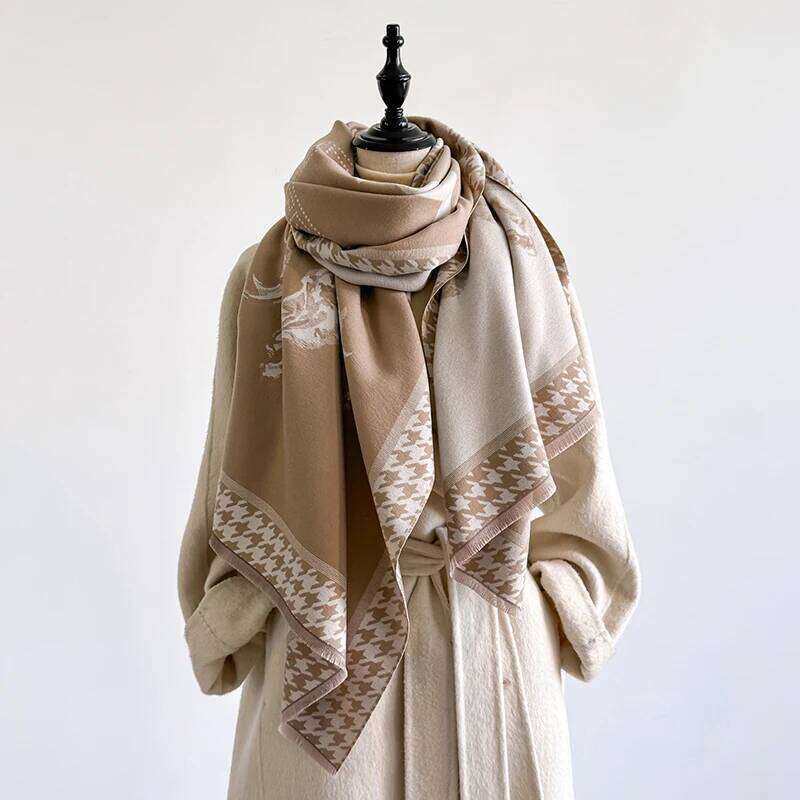 Elegant Zebra Striped Imitation Cashmere Soft Warm Versatile Shawl Coldproof Windproof Blanket Scarf for Autumn Winter Z260226