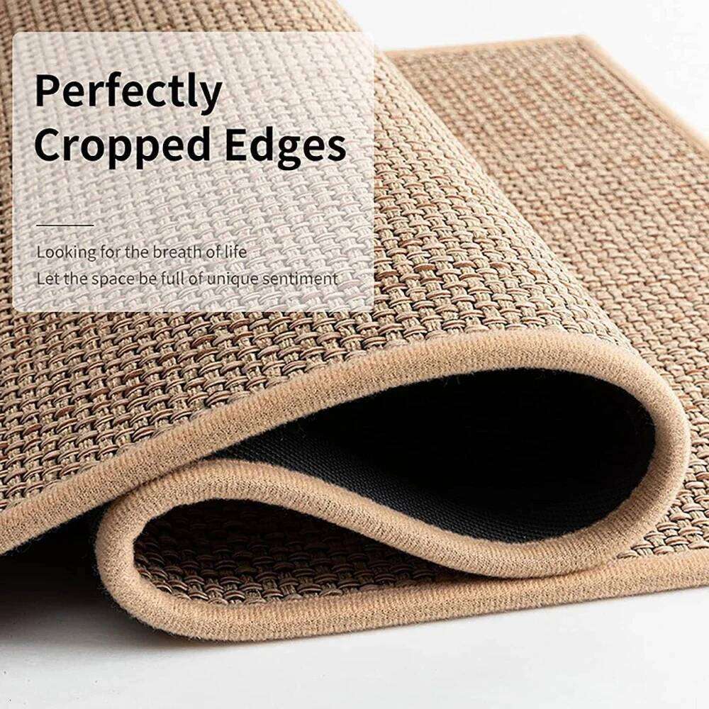 Washable Non-slip Rug Sisal Running Rug, Faux Woven Mat Kitchen Runners With Back Made Of Natural Rubber H260226