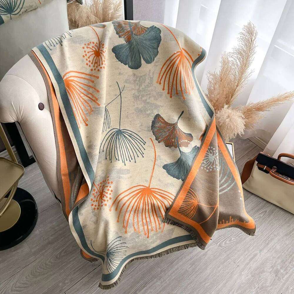 2025 New Winter Warm Cashmere Shawl Fashion Leaf Scarf Women Neckerchief Pashmina Head Scarves Wrap Femal Poncho Echarpe Bandana Z260226