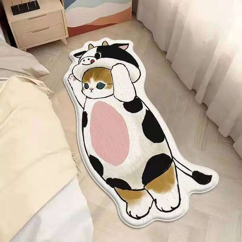Faux Cashmere Cute Cartoon Pet Carpet Home Bedroom Bedside Decorative Floor Mat Anti-slip Dirty Resistant Machine Washable Rug H260226