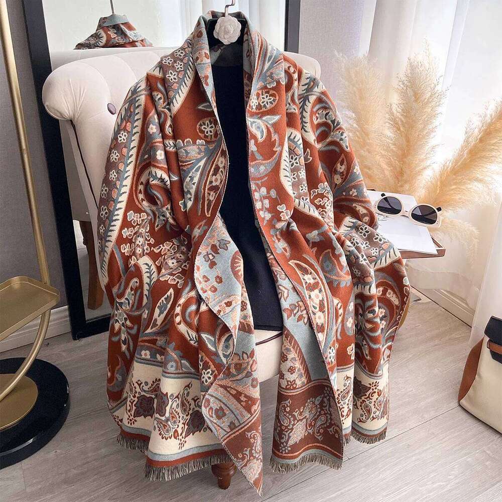 Women New Jacquard Pashmina Imitation Cashmere Winter Thick Warmth Two-Sided Shawl Cold and Wind Resistant Blanket Scarf Z260226