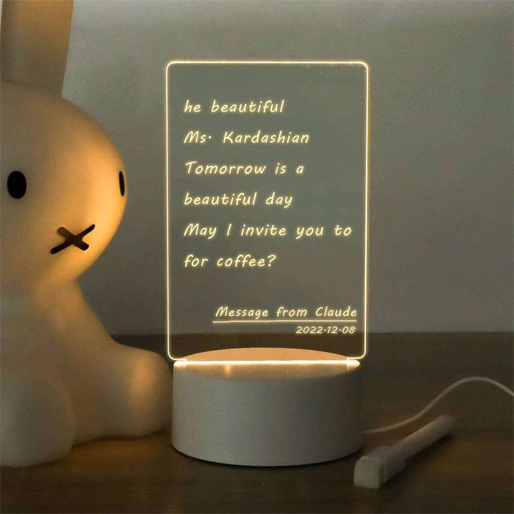 Creative Bedside Message Night Light USB LED Note Board Table Lamp With Pen Gift For Kids Children Girl Friend Decoration Z260227