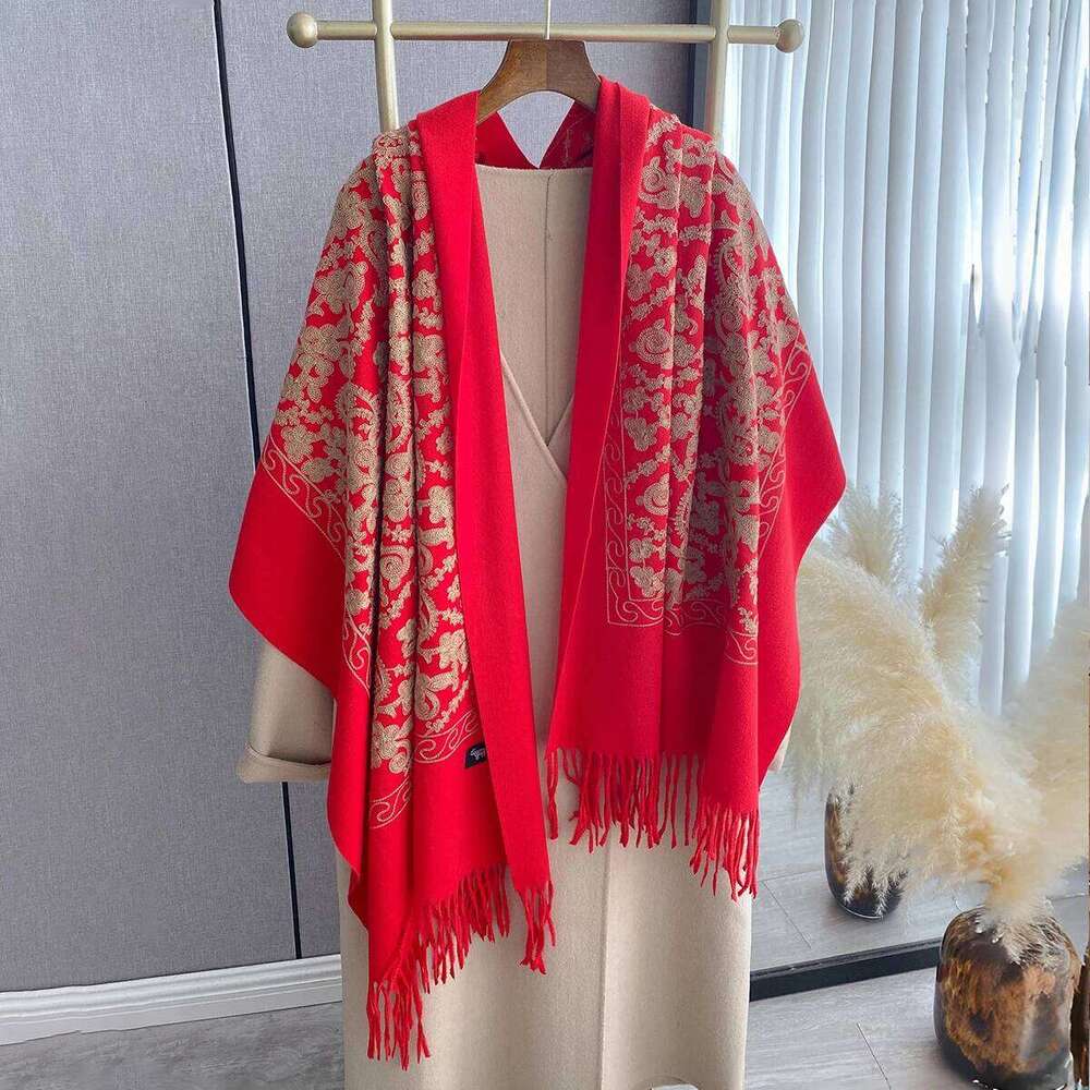 Luxury Design Winter Embroidery Cashmere Scarves High Quality Women Thicken Tassels Wrap Shawl Ladies Warm Wool Pashmina Scarf Z260226