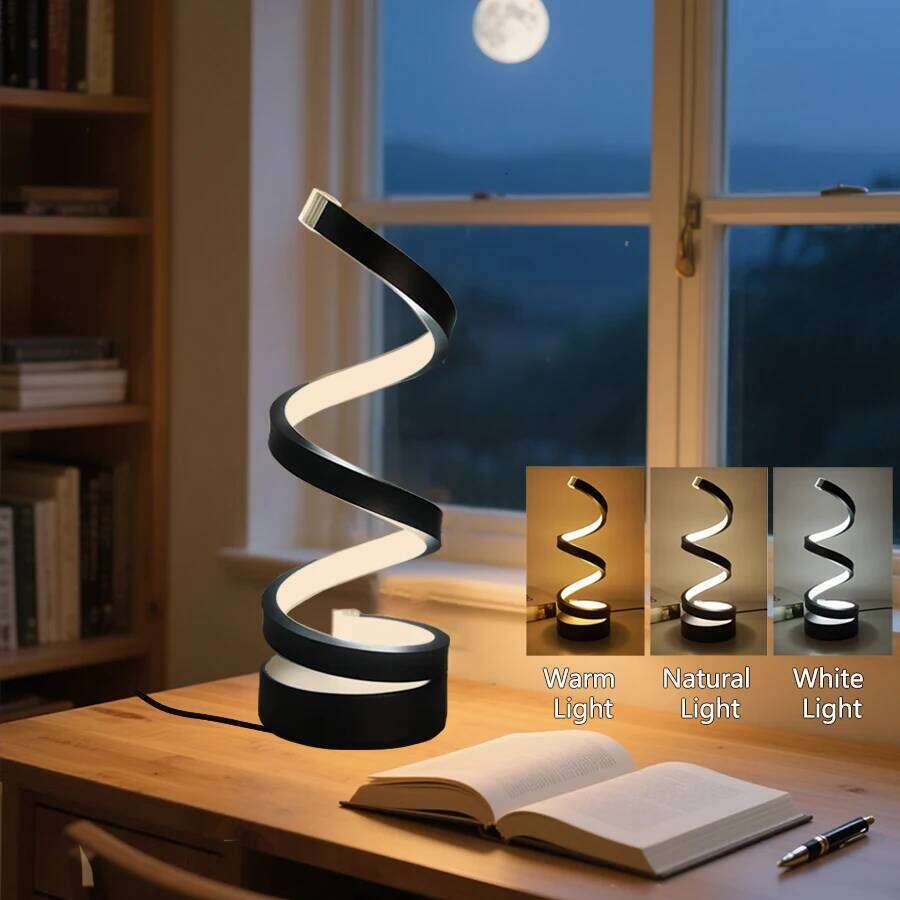 Creative Led Desk Reading Book USB Table Lamp Dimmable Night Light Spiral Snake Shape Button Switch White or RGB Optinal Z260227