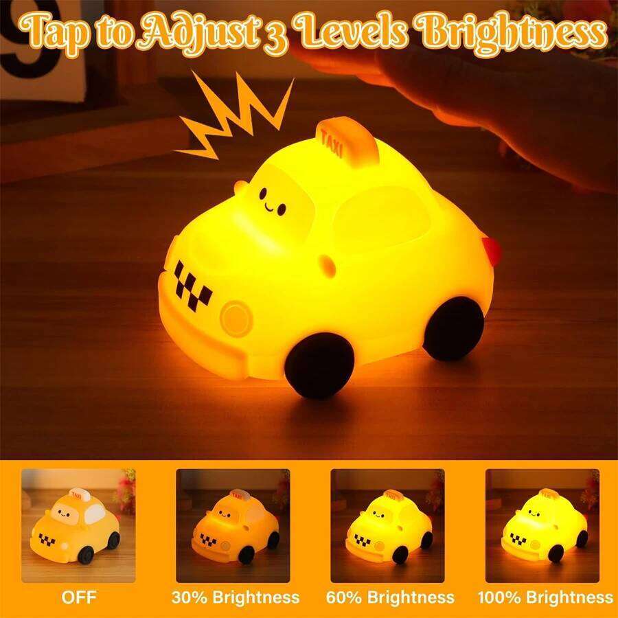 Cartoon Car Led Night Light Bedroom Bedside Table Lamp Kids Birthday Christmas Gifts Rechargeable Dimmable Silicone Boy Toys Z260227