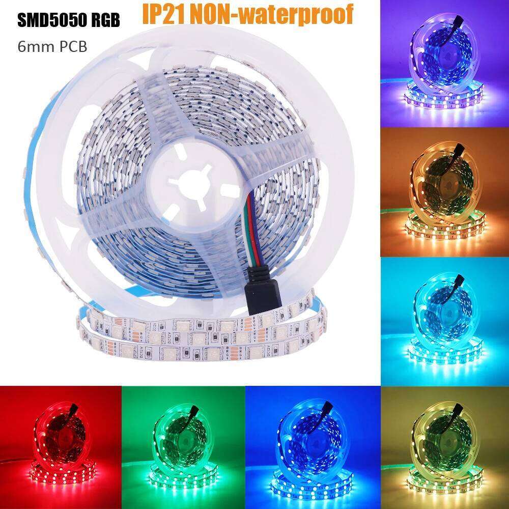 Led Strip 5050 RGB 12V 24V 5m 10m 20m 30m 50m 100m Flexible Light 6mm 10mm Tape 60LED/m High Brightness Ribbon Waterprof Decor Z260226