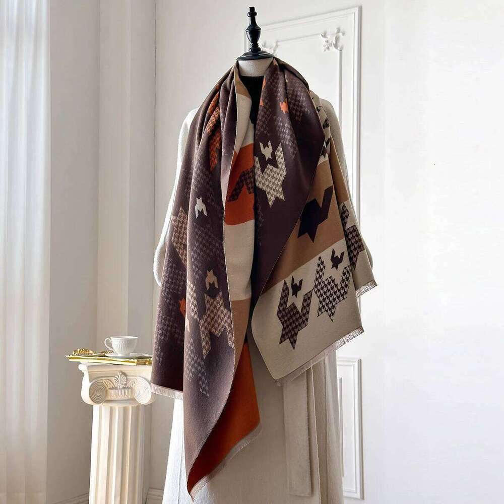 Women's Autumn Winter High-End Fashionable Scarves Versatile Printing Warm Air Conditioner Shawl Necklace Poncho Wrap Scraf Z260226