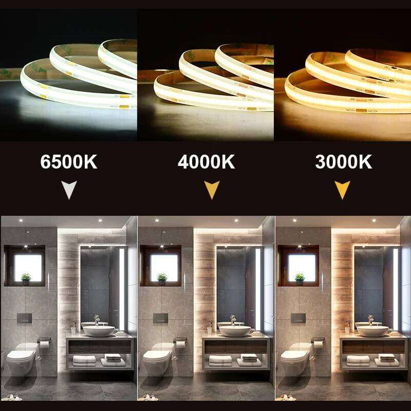 IP65 Waterproof COB LED Strip Light High Density 480 LEDs/m Flexible Tape Ribbon RA90 3000K 4000K 6500K Led Lights DC24V 5m Z260226