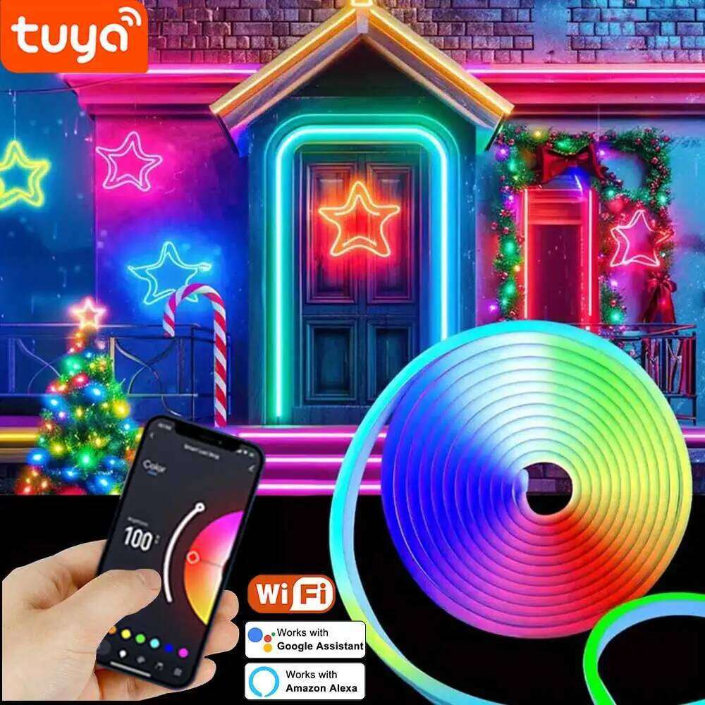 TUYA Neon RGB WIFI 16Colors DIY 3m 5m Smart LED Waterproof Flexible Light Strip APP Work With Alexa Z260226
