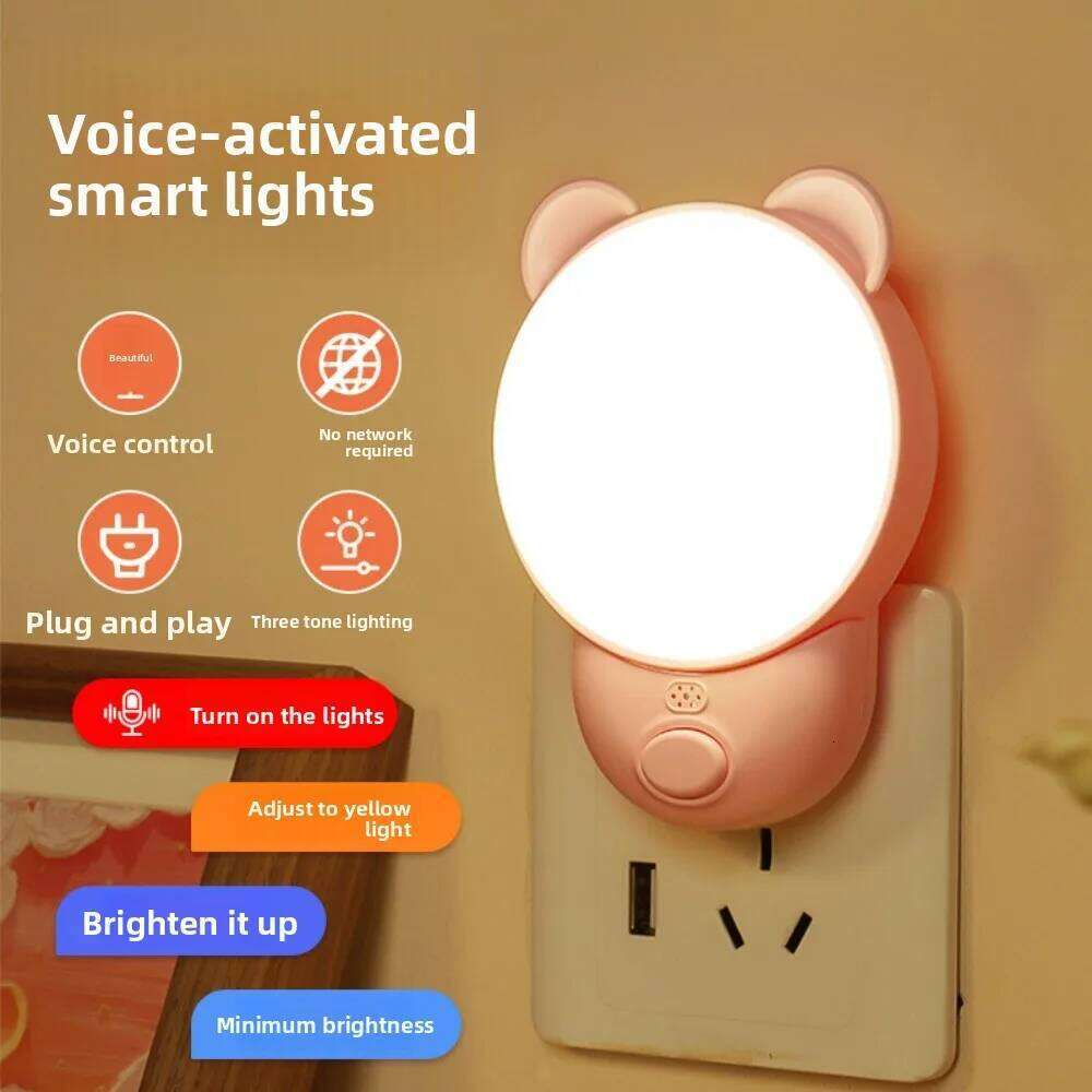Smart Voice Night - Sound-Activated Sensor Bedside Sleep Companion Light Remote Control Desk Lamp for Bedroom Z260227