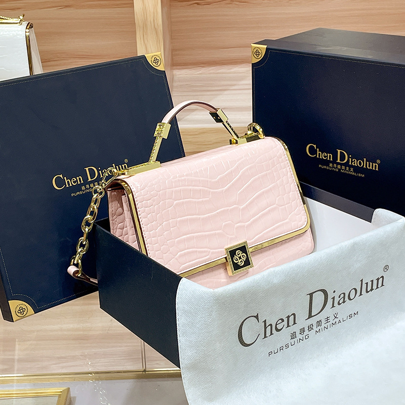 Light luxury brand handmade bag for women, 2024 summer new commuting diagonal cross bag, leather high-end feel handbag, shoulder bag