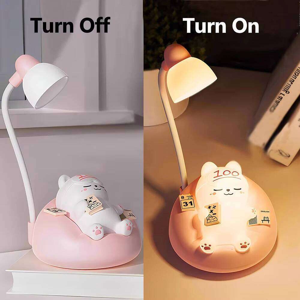 LED Desk Lamp Mini Cat Dimming Reading 3 Lighting Mode USB Rechargeable Bedside Nightlight Cute Portable Night Light Gifts Z260227