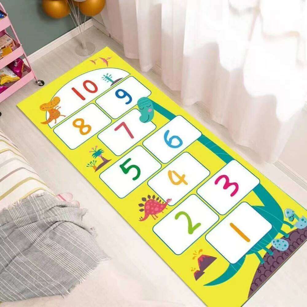 Cartoon Hopscotch Game Runner Rug, Kid's Carpet, Boy and Girl Bedroom Living Room Sofa Bedside Non-slip Rug H260226