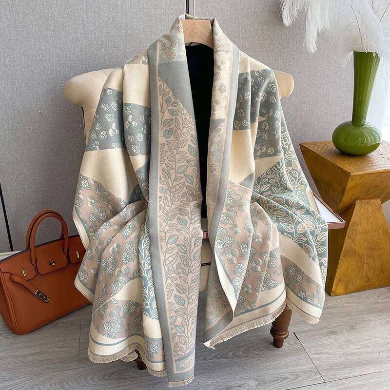 Luxury Cashmere Fallen leaves Scarf Winter Women Pashmina Shawls Warm Blanket Wraps Female Foulard Bandana Thick Scarves Hijab Z260226