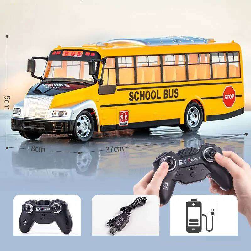 2.4G Remote Control Car Double-decker Stretch Electric Bus 3km/h With LED Sound RC Electronic Vehicle Toy Kids Boy Gift H260227