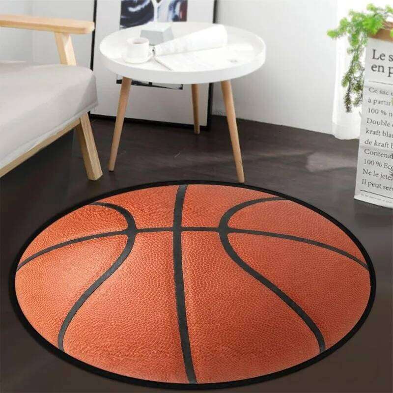 Sports Ball Realistic Basketball Baseball Soccer Round Mat Non-slip Carpet Rug for Living Game Room Home Decoration Bedroom Rugs H260226