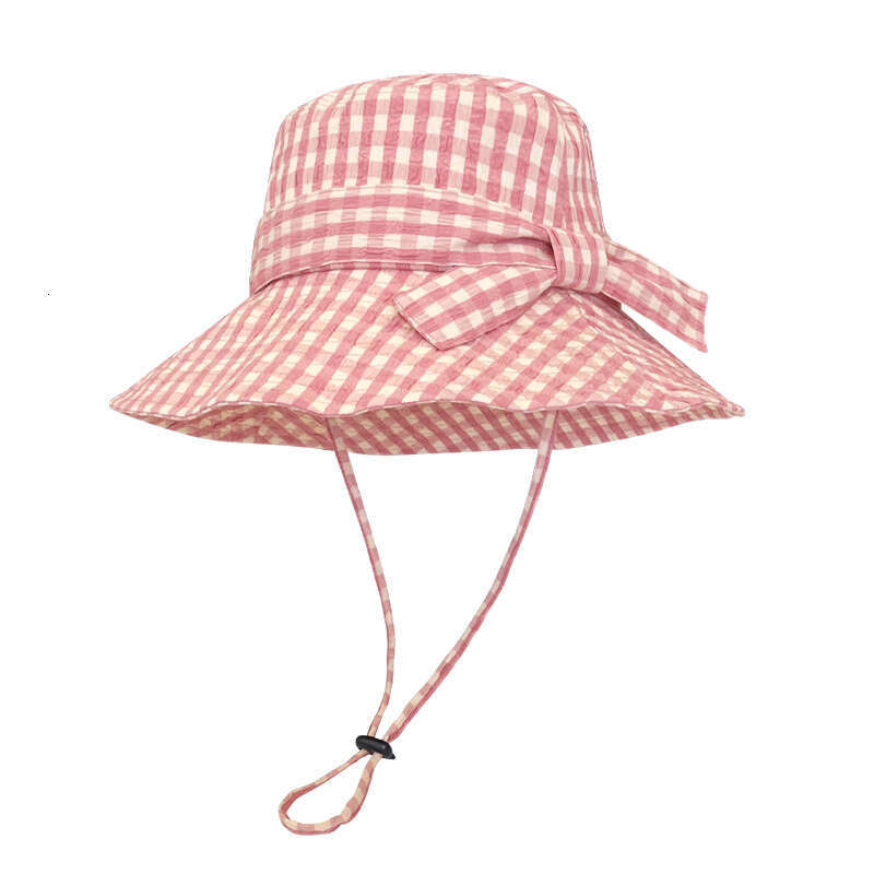 Lightweight checkered sun hat Adjustable lower jaw strap Fashion accessories Suitable for summer trips and pool parties
