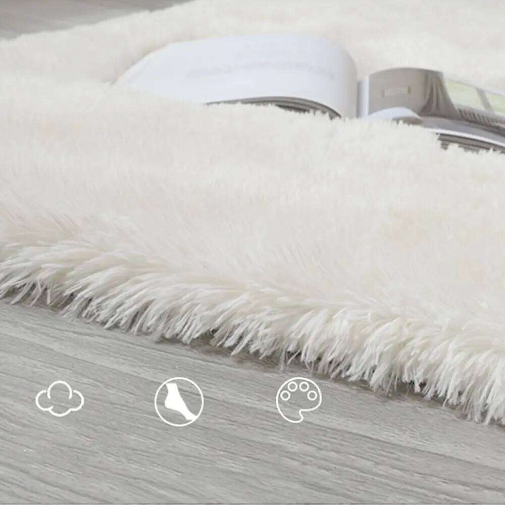 Fluffy Shaggy Imitation Wool Bedside Rugs Non Slip Floor Protection Sofa Cushion Washable Bedroom Mats Home Decor H260226
