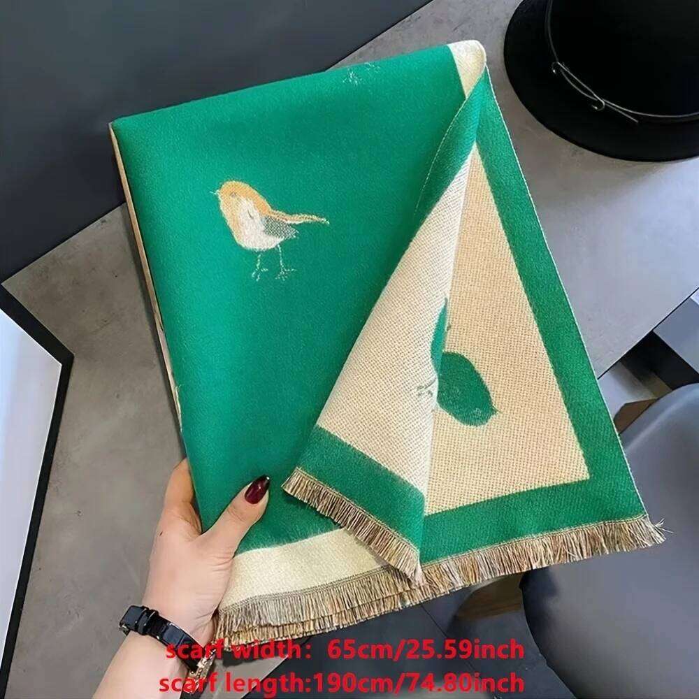 A women's new scarf, bird pattern shawl, versatile autumn and winter premium thickened scarf. Z260226