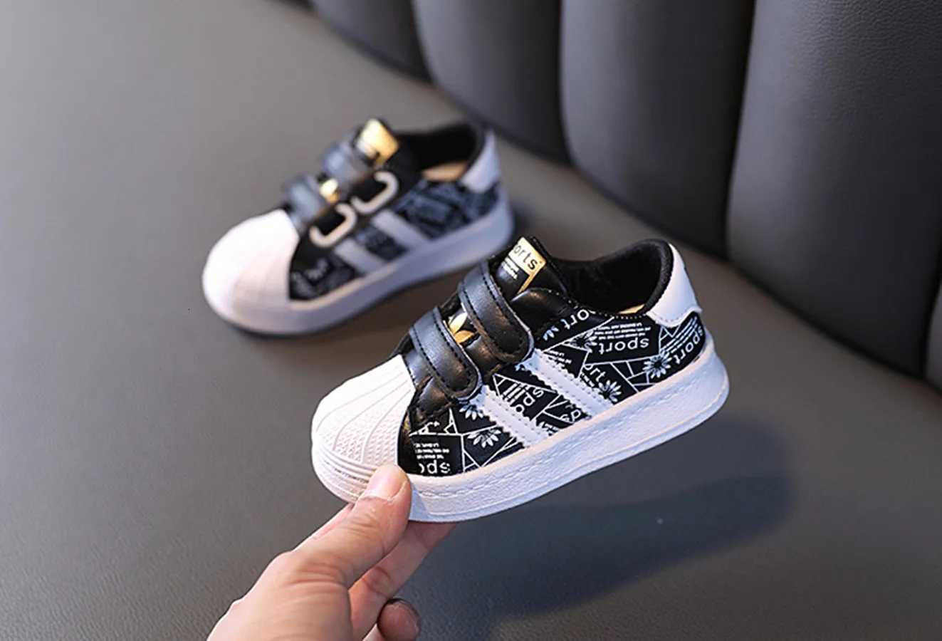 1-6T Baby Sneakers Shell Toe Graphic Print PU Non-slip Wear-resistant Toddler Sports ShoesT260227