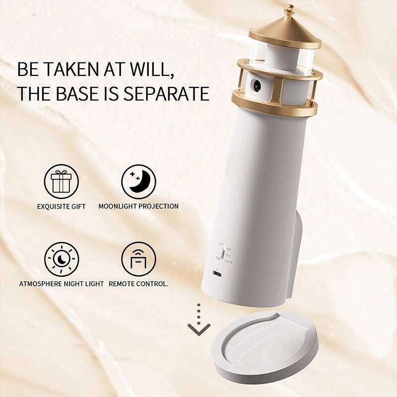 Lighthouse Ambient Light Moon Projection Night Lights Remote Control Bluetooth Music Motion Sensor Creative Desktop Decor Gifts Z260227