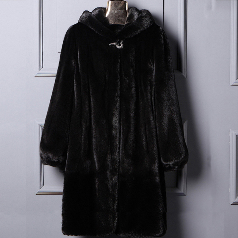 Expert made mink coat for women mid length winter hooded top for women thick brown mink coat 5XL 6XL H556 241107