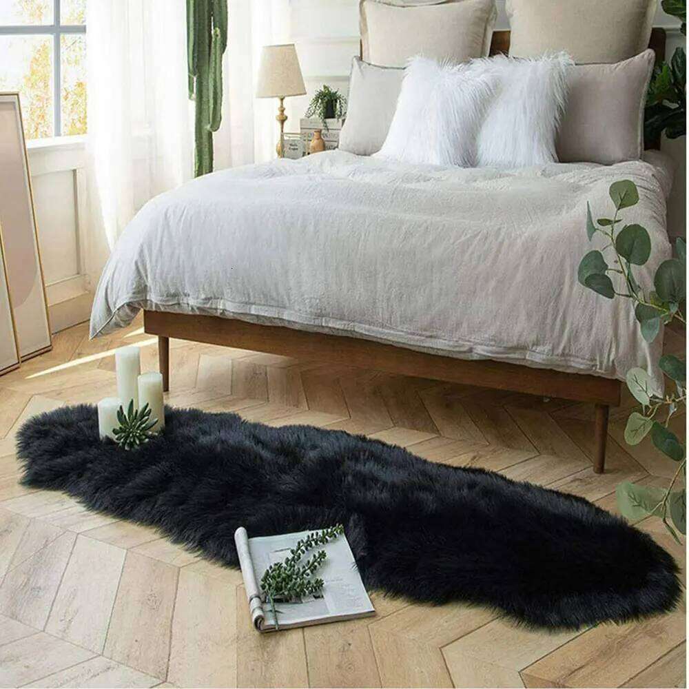 Shaggy White Fur Rug Bedroom Soft Fluffy Faux Sheepskin Area Rugs Washable Plush Bedside Carpet for Living Room Sofa Decor H260226