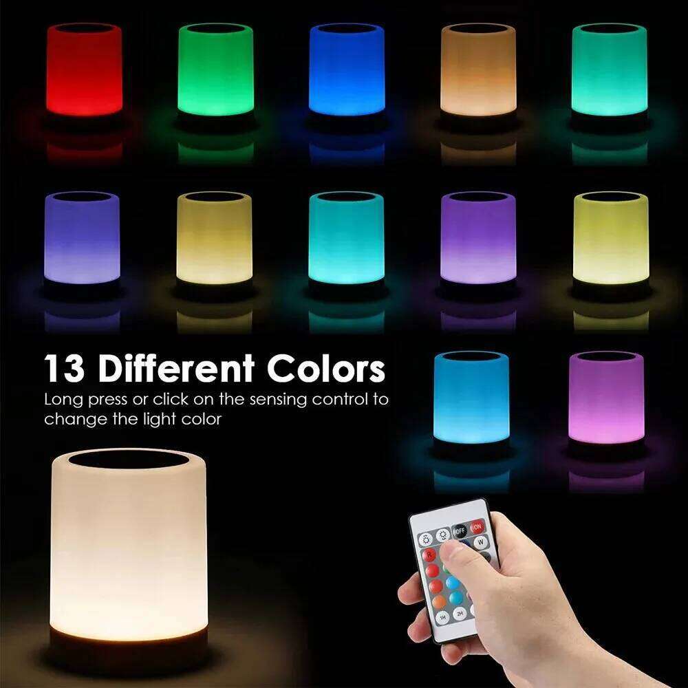 Touch Bedside Bedroom Night Dimmable Desk Remote Control 13 Color Changing Light, Timed Shutdown, USB Charg Z260227