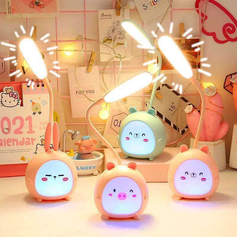 Desk Rabbit Cute Cartoon Lamp USB Rechargeable LED Reading Eye Protection Colorful Night Light New Z260227
