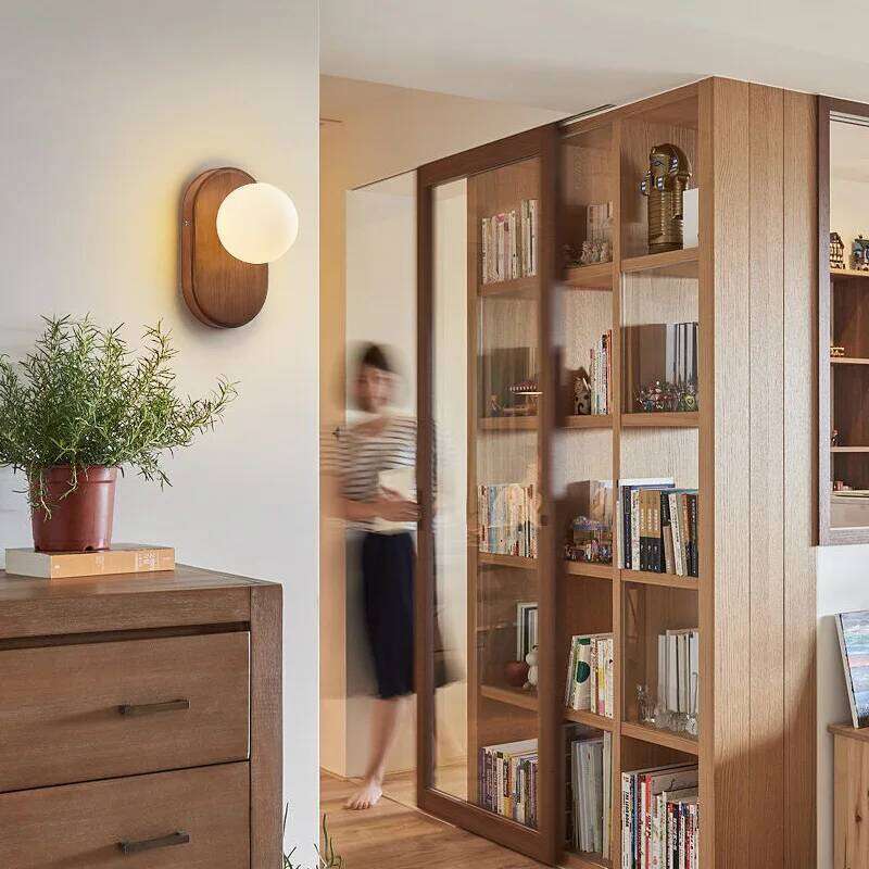 Japanese Solid Wood Wall Nordic Personalized Creative Living Room Bedroom Aisle Eye Protection Decorative Glass Lamp Z260227