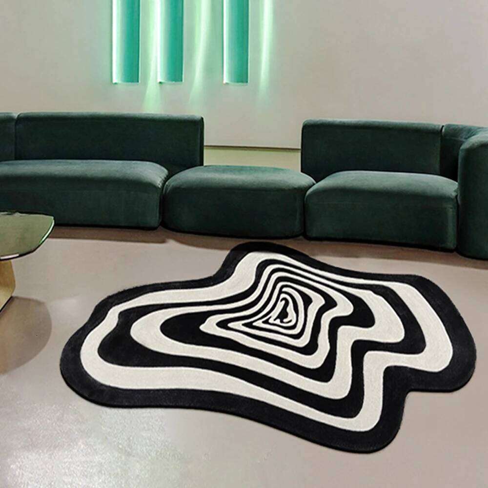 VIKAMA Trendy Creative Irregular Black White Abstract Carpet For Living Room Coffee Table And Floor Mat Home Decoration H260226