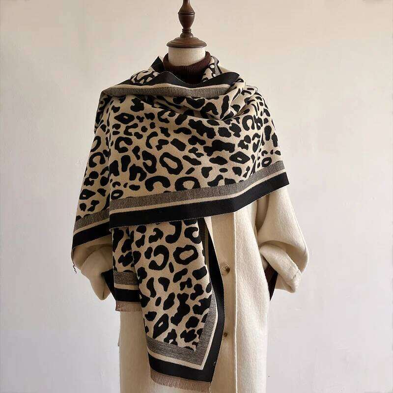 New Luxury Cashmere Scarf Women Winter Shawl Warm Neckerchief Leopard Print Thick Blanket Poncho Bufanda Echarpe Bandana Lady Z260226