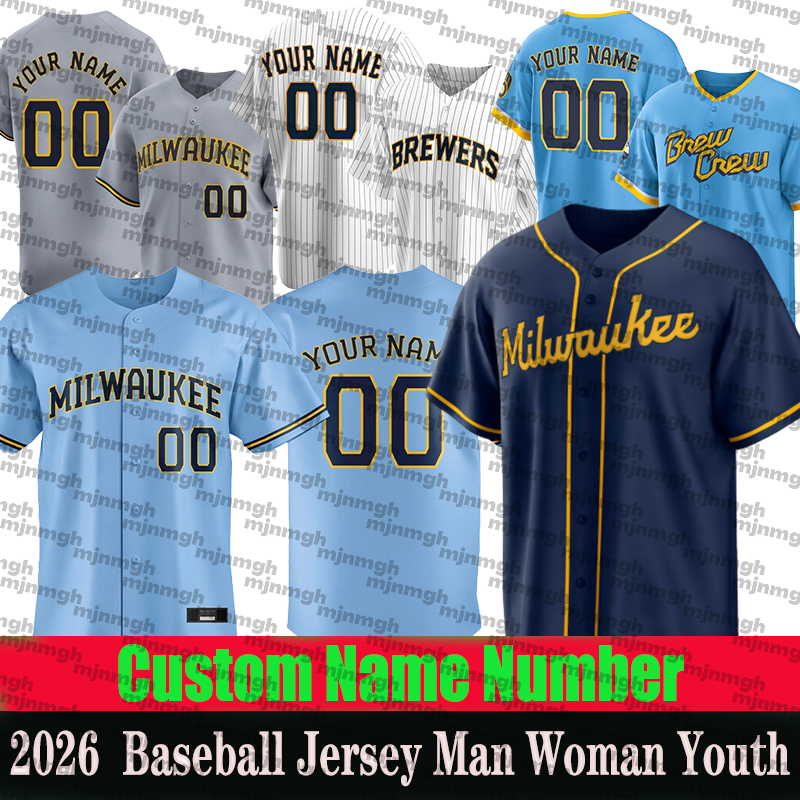 Milwaukeecity Brewers Jersey milwauke brewers jerseys #22 Christian Yelich #11 Jackson Chourio #12 Rhys Hoskins #10 Sal Frelick Baseball Jerseys