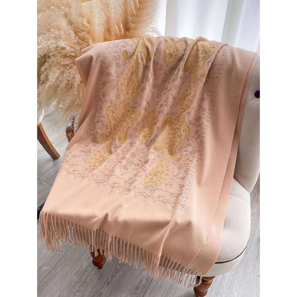 Vintage Winter Embroidery Cashmere Scarf Women Design Warm Pashmina Blanket Poncho Scarves Female Shawl Thick Foulard Bufanda Z260226