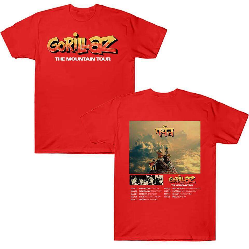 Cotton T-shirts Gorillazs The Mountain Tour Tshirt Street Music Band Punk Rock Y2K Tee Unisex Summer High Quality Casual Clothes C260227