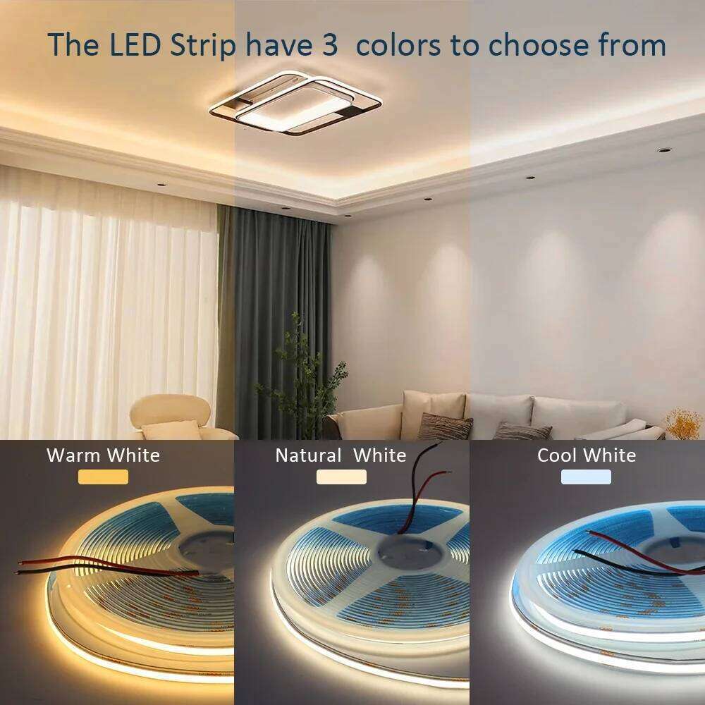 24V COB LED Strip 5m 10m High Brightness Flexible Ribbon Linear Light Warm White 320LEDs/m FCOB Lamp Tape for Room Decor Z260226