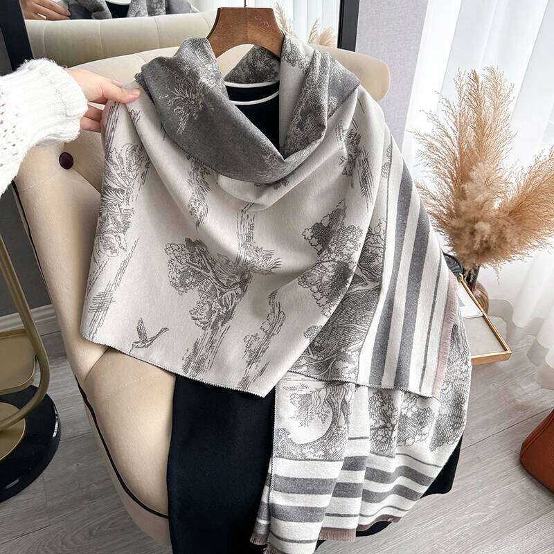 2025 Warm Luxury Cashmere Scarf Women Thick Print Fashion Shawl and Wraps Ladies Blanket Foulard Winter Pashmina Bandana Bufanda Z260226