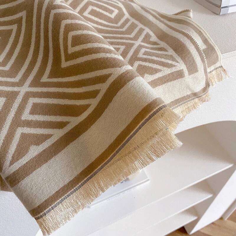 New Winter Cashmere Geometry Scarf for Women Shawl Wrap Female Pashmina Luxury Brand Poncho Thick Blanket Warm Bufanda Echarpe Z260226
