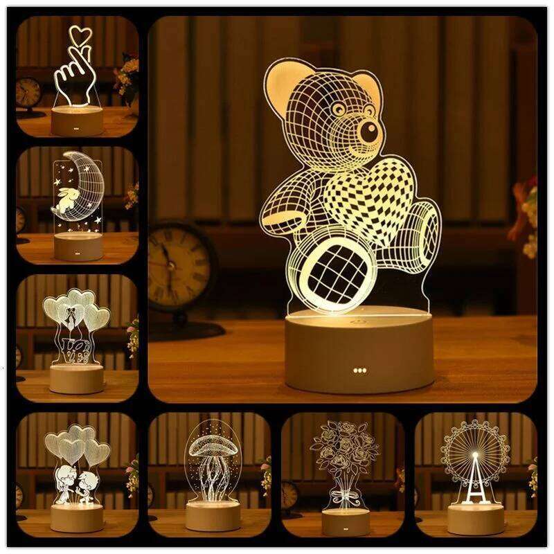 3D Night USB Plug LED Light Neon Sign Lamp for Bedroom Wedding Gifts Christmas Decoration New Year Ramadan Holiday Lighting Z260227