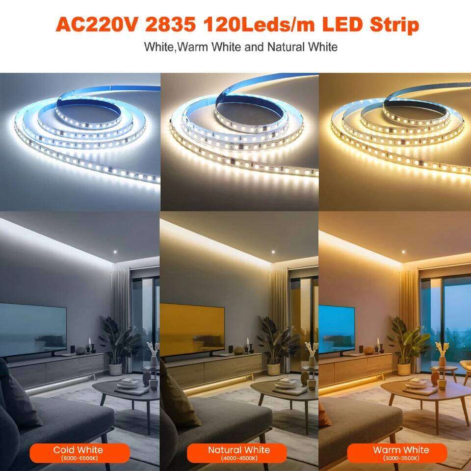 220V 230V 5M 10M 20M 50M LED Light Strip No power Required Flexible Adhesive Tape IP55 with IC Chip 2835 120LEDs/M Home Lighting Z260226