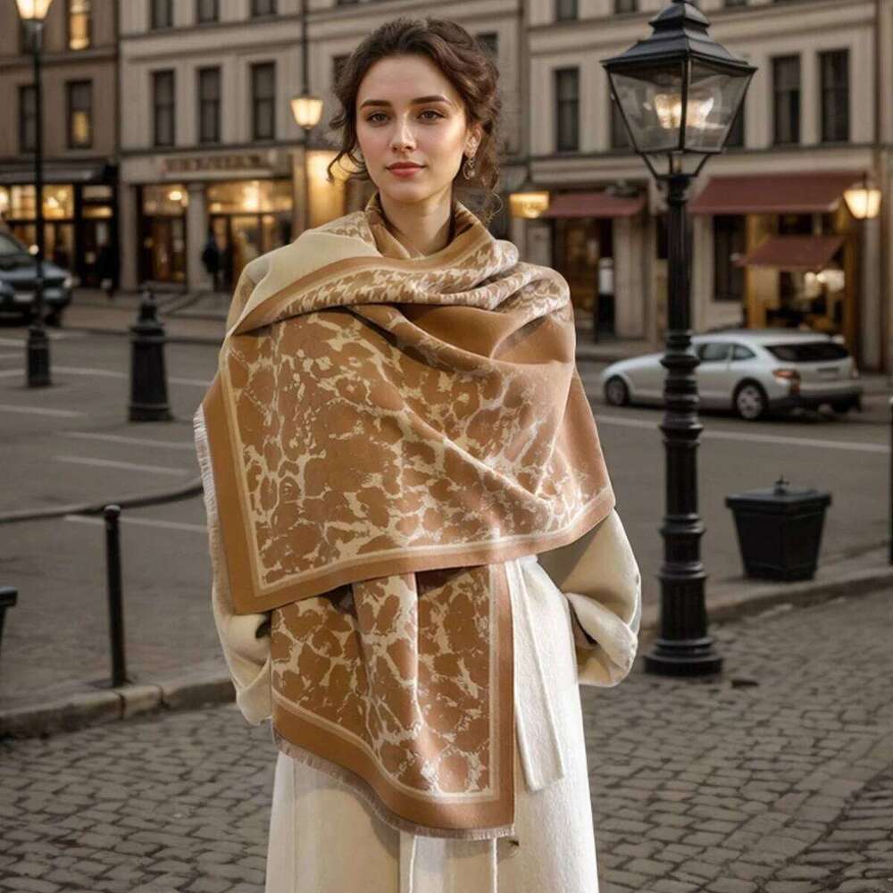 Elegant Jacquard Design Imitation Cashmere Soft Warm Fringe Shawl Autumn Winter Coldproof Windproof Blanket Scarf Z260226
