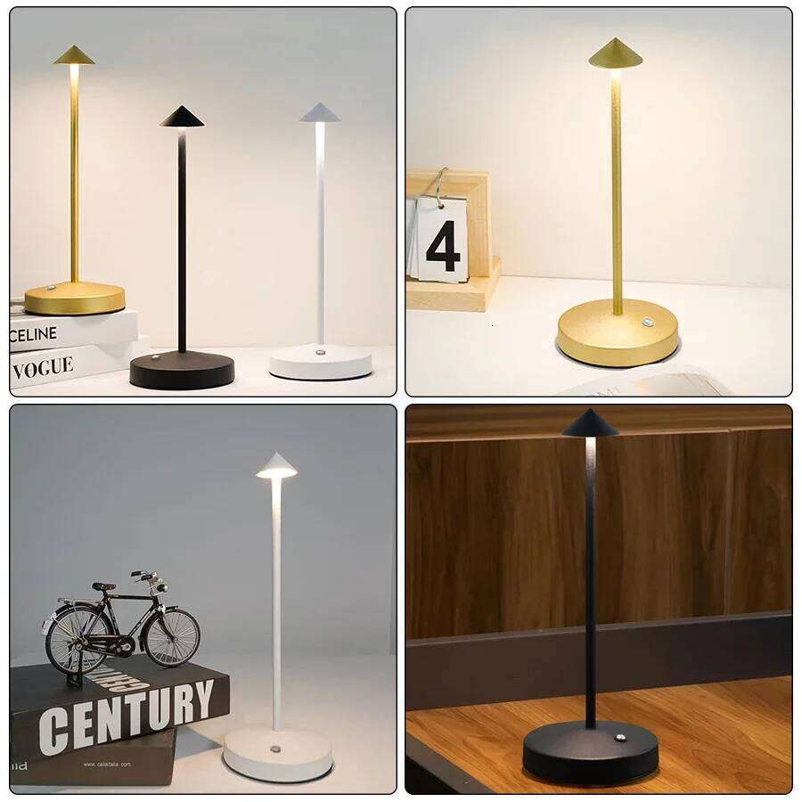 Rechargeable LED Table Touch Sensor Night Desk Lamp for Restaurant Hotel Bar Bedroom 3 Color Temperatures Stepless Dimming Z260227