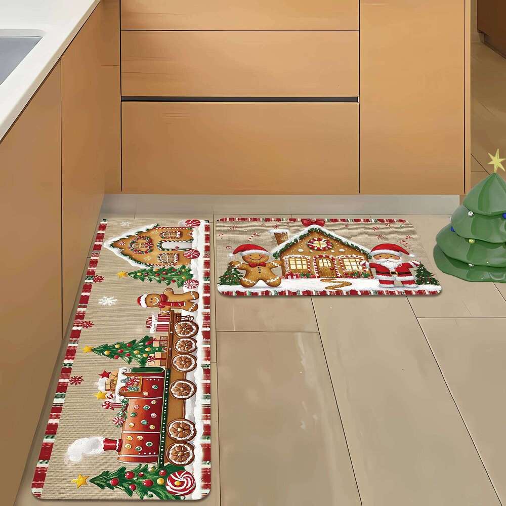 VIKAMA 1/2pcs Christmas Anti-Slip And Easy-To-Clean Kitchen Carpet, Bathroom Entrance Mat For Home Decoration H260227 - view 6