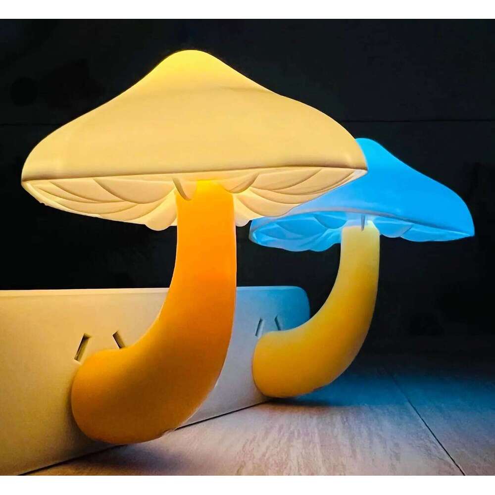 2 Mushroom LED Night Lights Romantic Light Sensor Plug-in Wall Lamps 7 Color Z260227