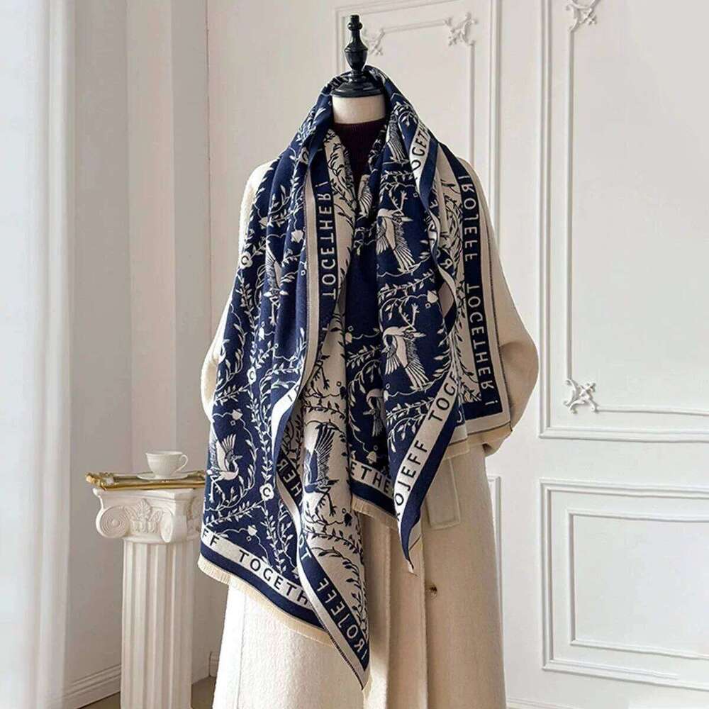 New Women Fashion Brand lotus Scarf Luxury Autumn Winter Warm Double-sided Shawls Jacquard Scarve Pashmina Mujer Foulard Bufanda Z260226
