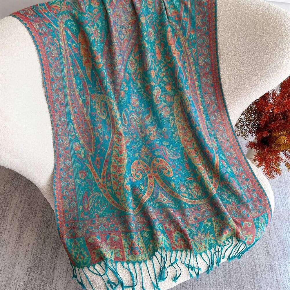 70x180cm Winter Warm Thick Jacquard Scarf Outdoor Women Travel Paisley Cashmere Tassel Shawl Neck Wrap Pashmina Z260226