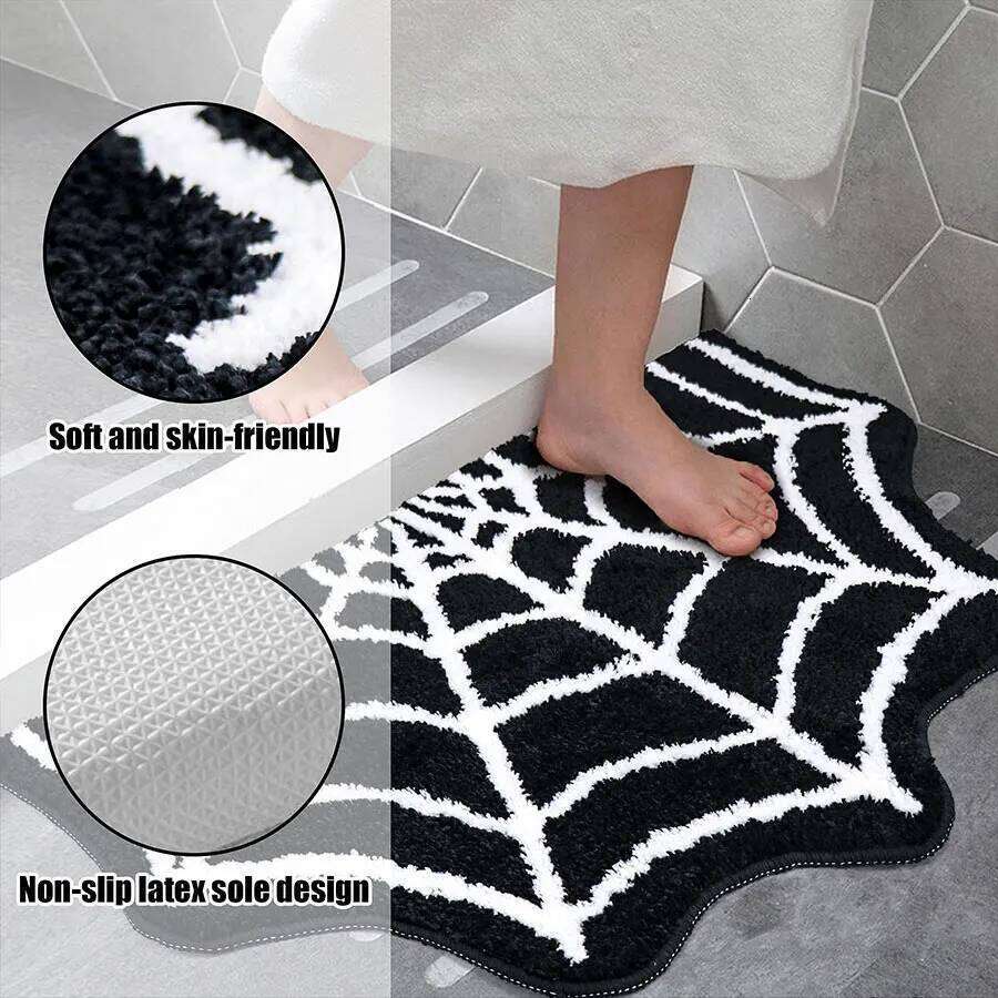 Halloween Bath Mat Gothic Bedroom Carpet Spider Web Floor Bathroom Home Decor Decoration Kitchen Living Rugs Room Rug Mats H260226