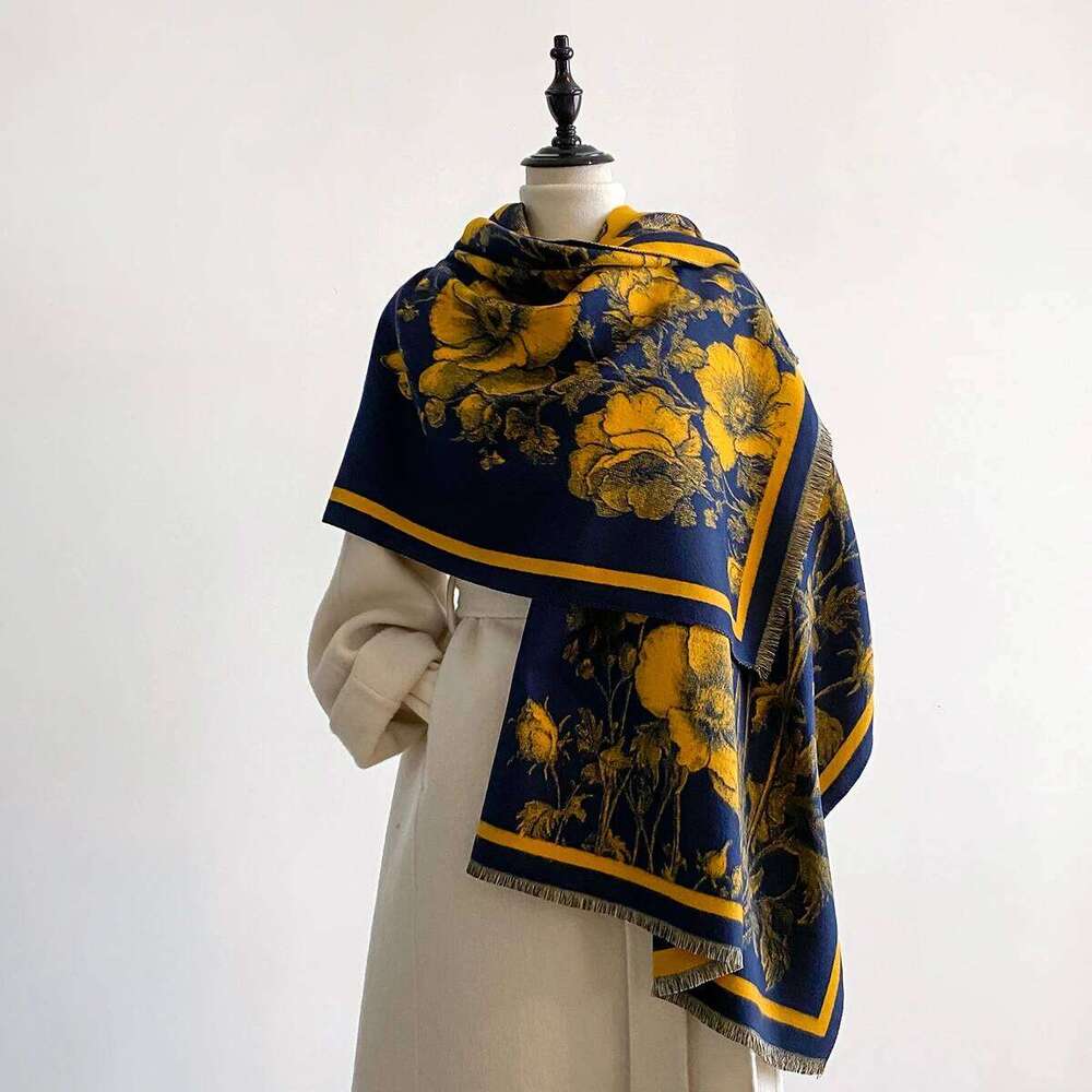 Luxury Winter Women's Imitation Cashmere Shawl Thick Warm Jacquard Scarf High Quality Two-Sided Pashmina Wrap for Ladies Brand Z260226