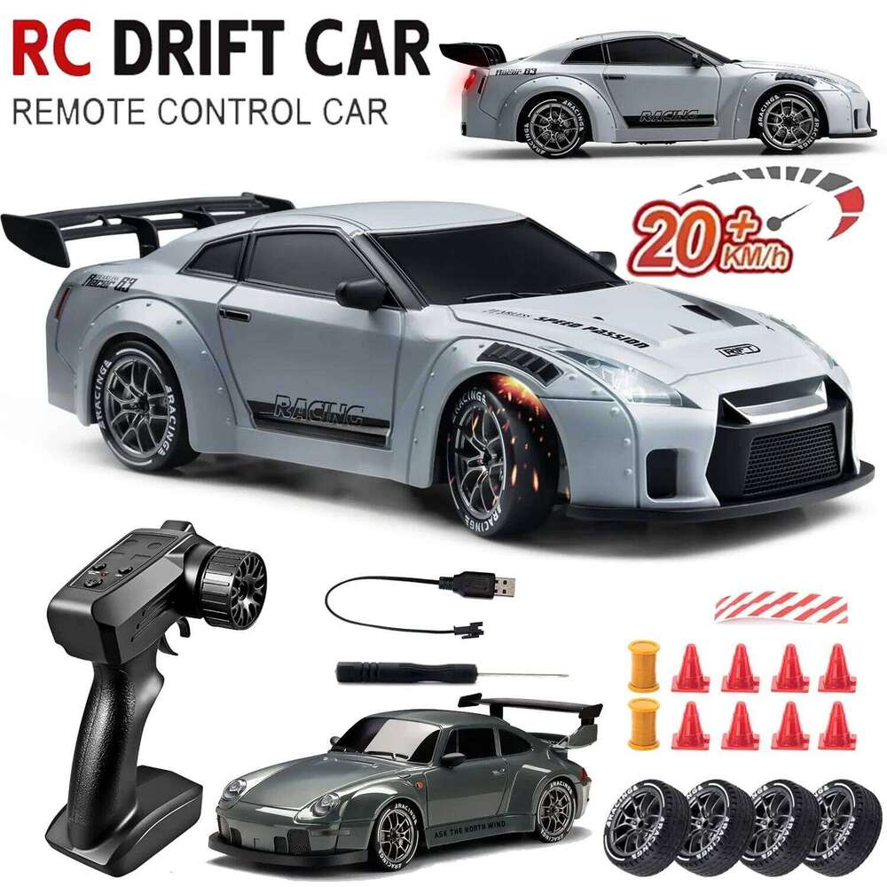 RC Drift 2.4GHz 4WD High Speed 1: Remote Control Vehicle with LED Lights Drifting Tires Racing Sport Toy Car for Adult H260227