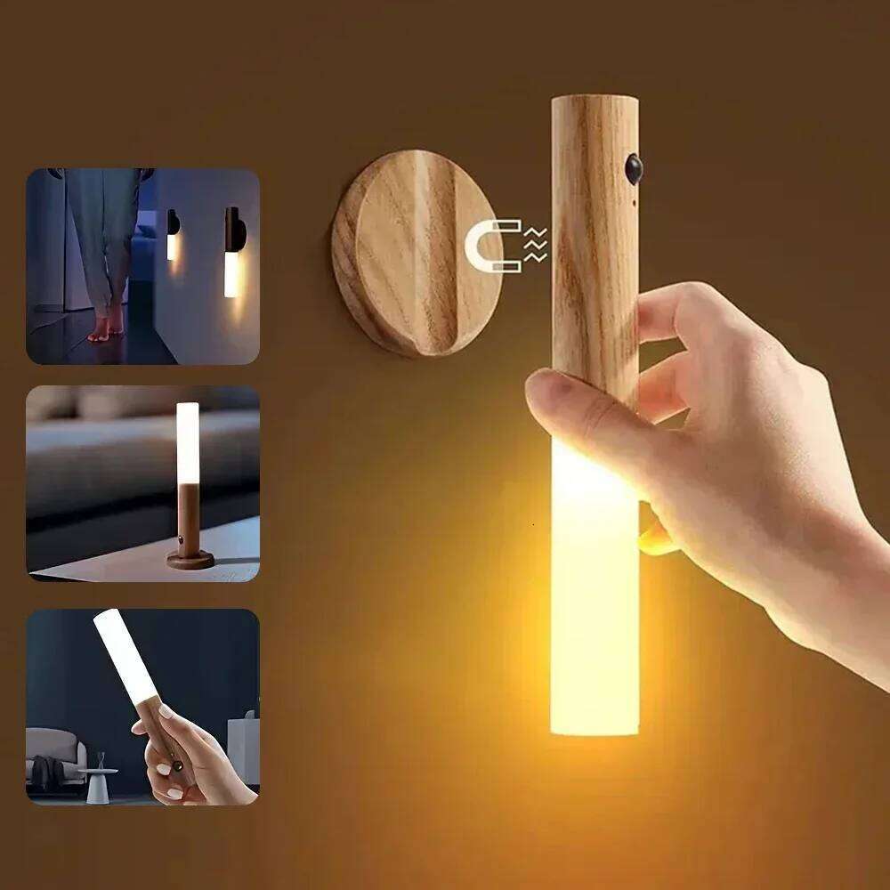 LED USB Night Magnetic Wall Kitchen Cabinet Closet Light Home Staircase Bedroom Table Move Lamp Bedside Lighting -1PC Z260227